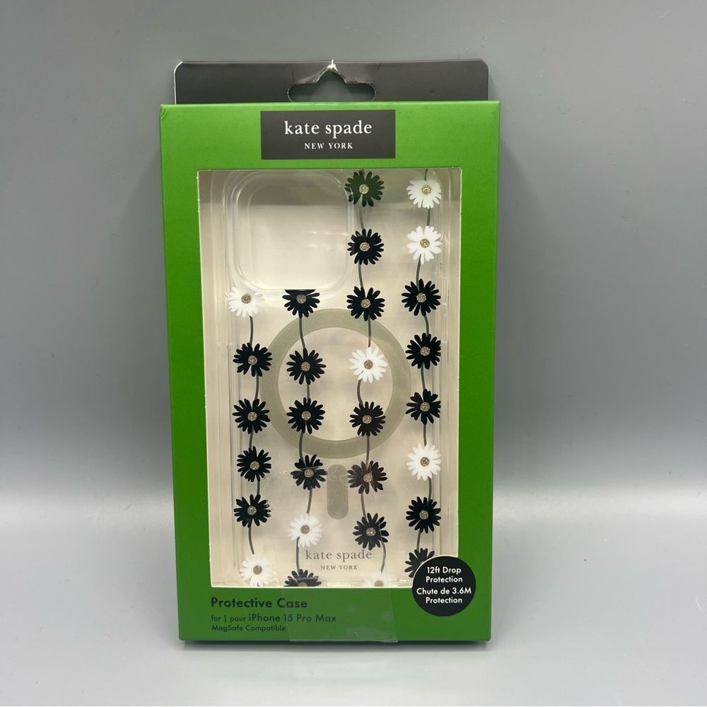 Kate Spade NY iPhone 15 PRO MAX Daisy Print Mag Safe Cell Phone Case New